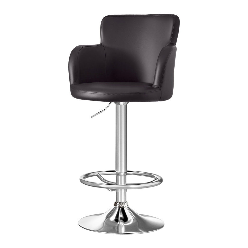 Reeve PU Leather Gas-Lift Swivel Bar Stool – Brown — image 1