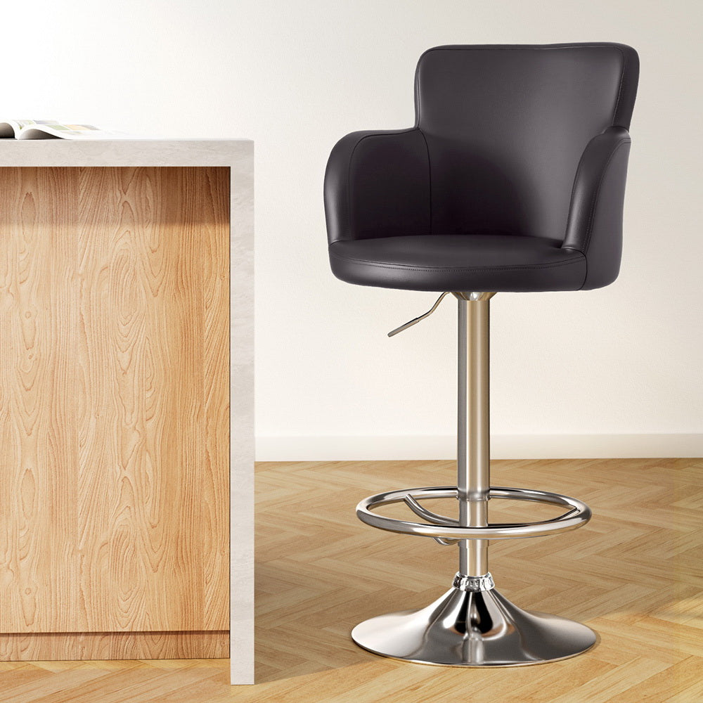 Reeve PU Leather Gas-Lift Swivel Bar Stool – Brown — image 7