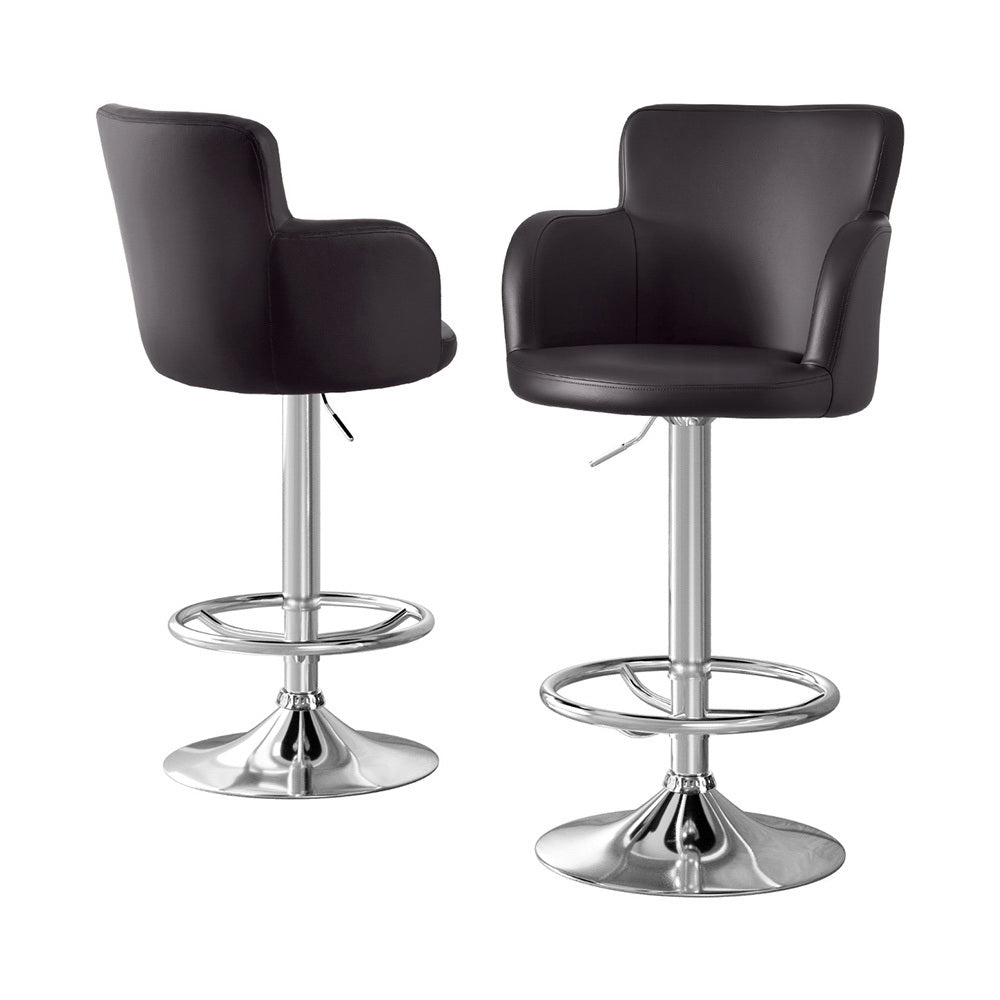 Reeve PU Leather Gas-Lift Swivel Bar Stool Set of 2 – Brown — image 1