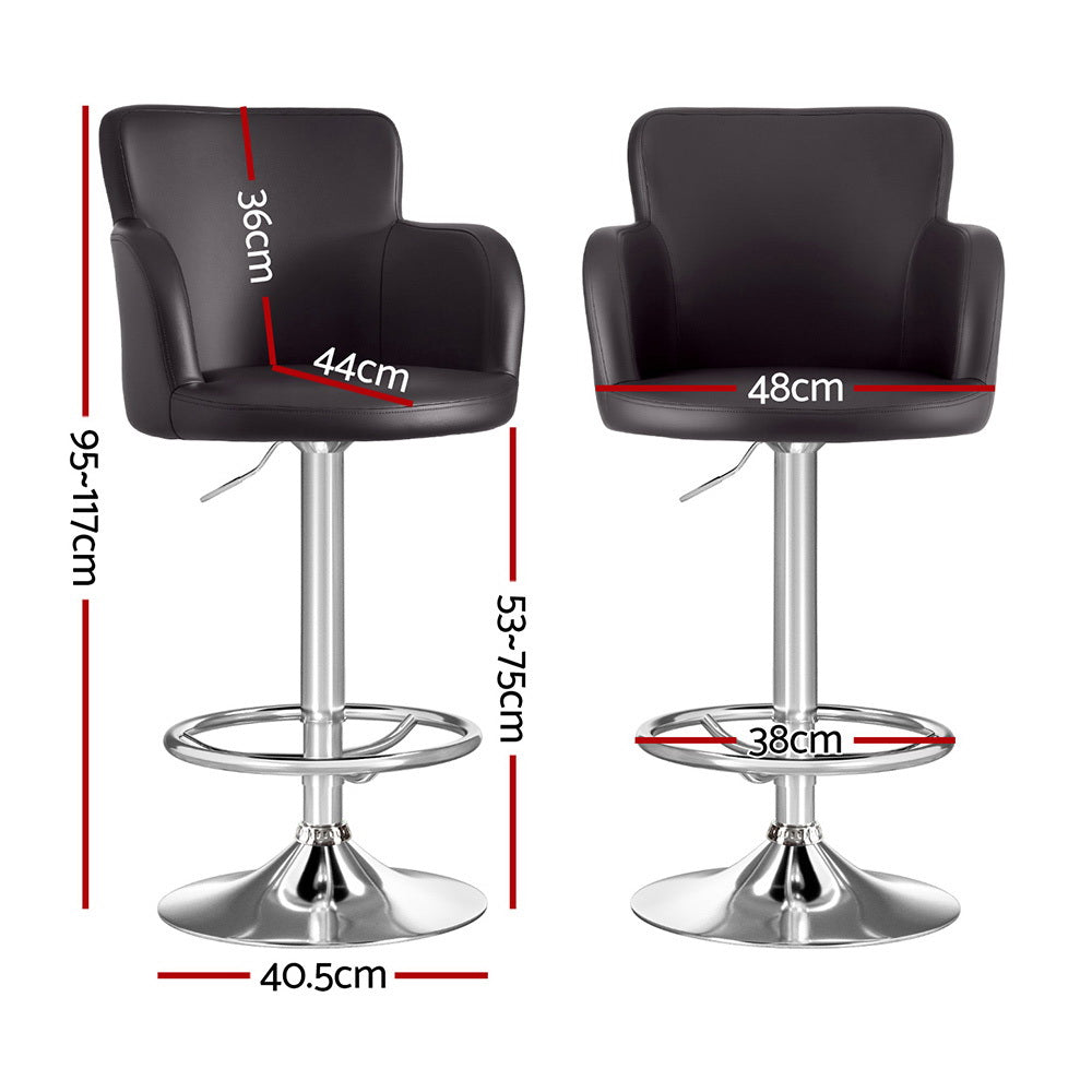 Reeve PU Leather Gas-Lift Swivel Bar Stool Set of 2 – Brown — image 2