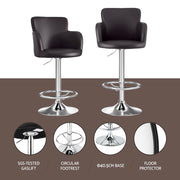 Reeve PU Leather Gas-Lift Swivel Bar Stool Set of 2 – Brown — image 4