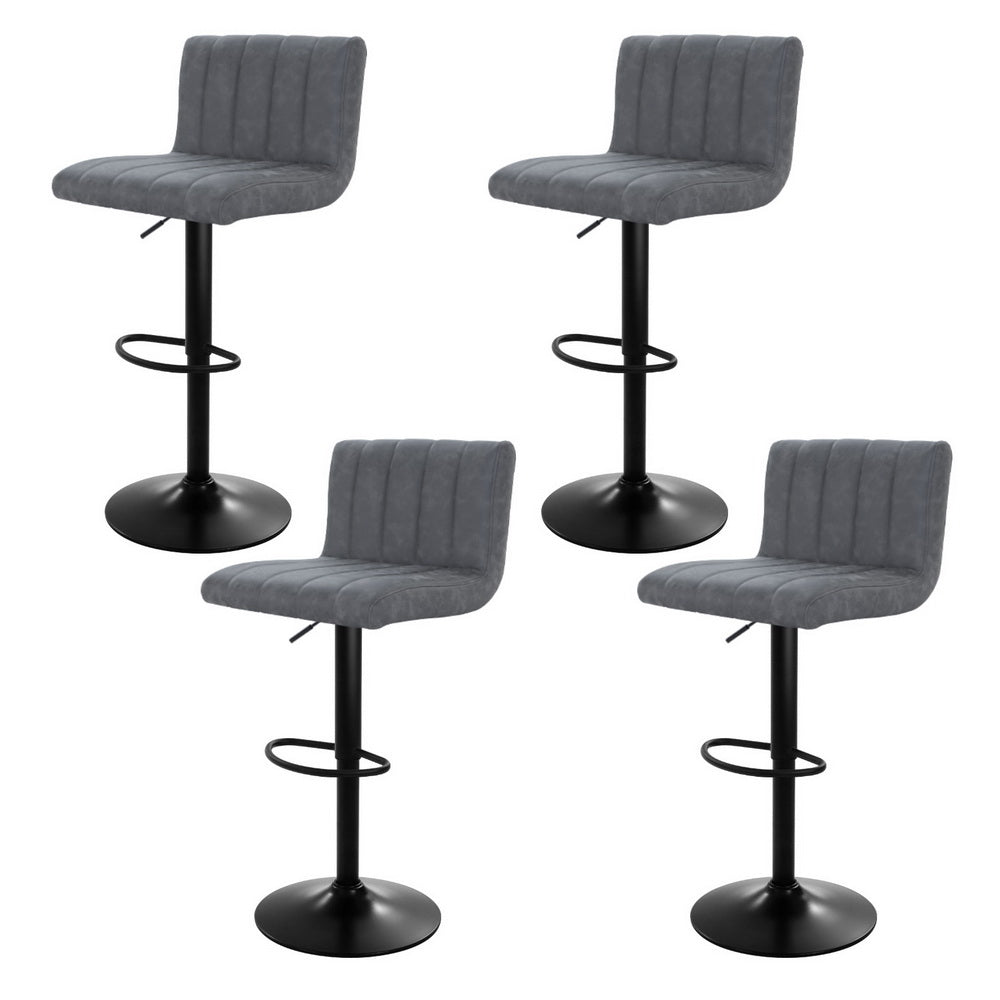 Como PU Leather Gas-Lift Swivel Bar Stool Set of 4 – Grey