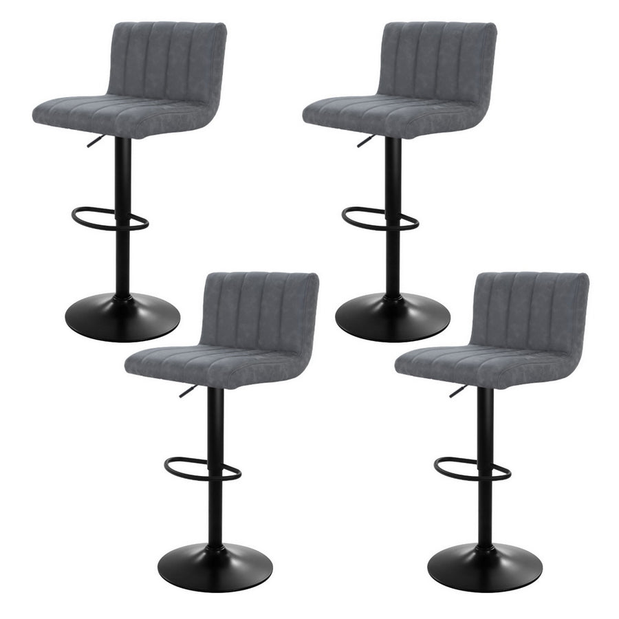 Como PU Leather Gas-Lift Swivel Bar Stool Set of 4 – Grey