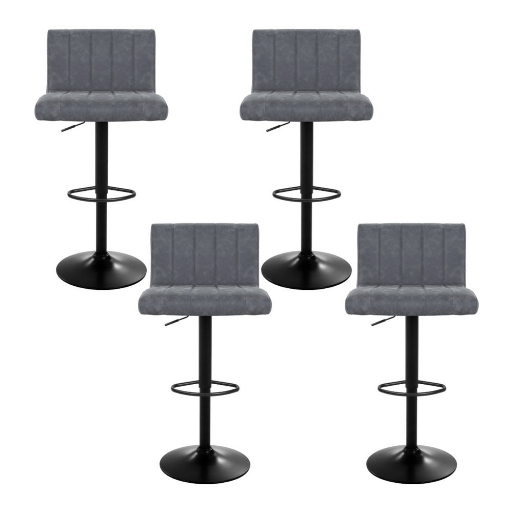 Como PU Leather Gas-Lift Swivel Bar Stool Set of 4 – Grey