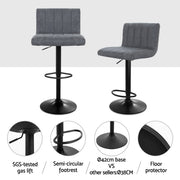 Como PU Leather Gas-Lift Swivel Bar Stool Set of 4 – Grey