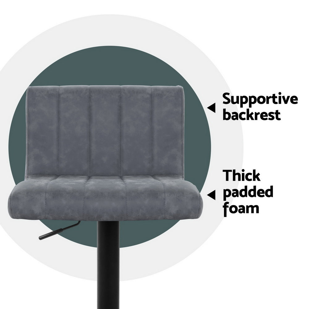 Como PU Leather Gas-Lift Swivel Bar Stool Set of 4 – Grey