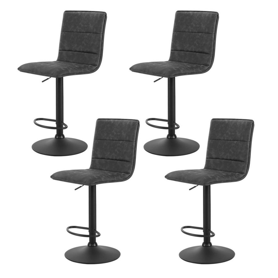 Bexley PU Leather Gas-Lift Swivel Bar Stool Set of 4 – Grey