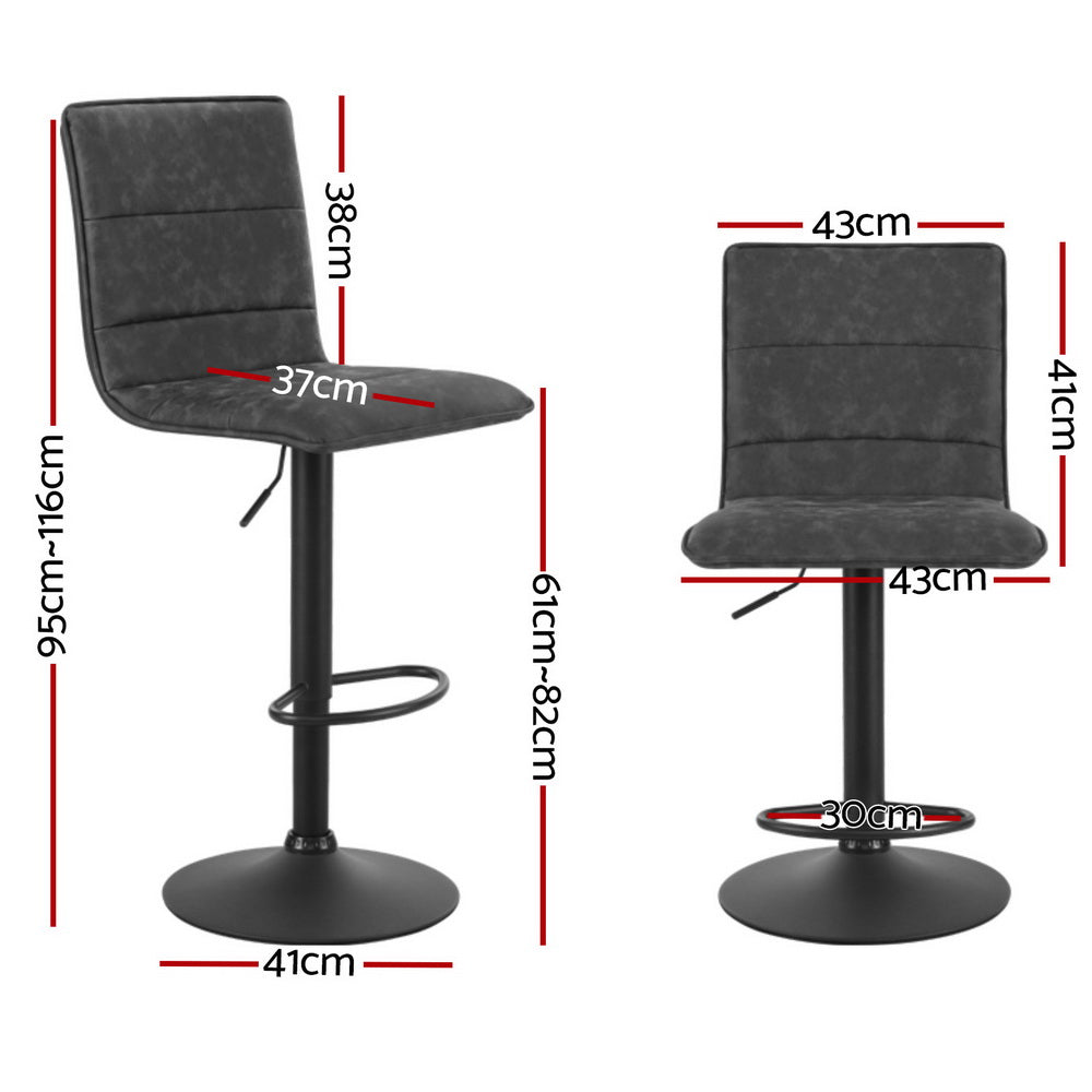 Bexley PU Leather Gas-Lift Swivel Bar Stool Set of 4 – Grey