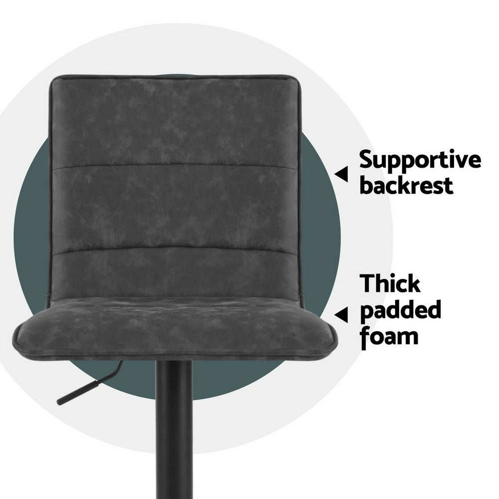 Bexley PU Leather Gas-Lift Swivel Bar Stool Set of 4 – Grey