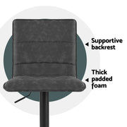 Bexley PU Leather Gas-Lift Swivel Bar Stool Set of 4 – Grey