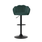 Nessa Velvet Gas-Lift Swivel Bar Stool Set of 4 – Green