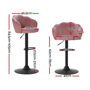 Nessa Velvet Gas-Lift Swivel Bar Stool Set of 4 – Pink