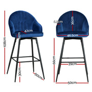 Mesha Velvet Swivel Bar Stool Set of 4 – Blue