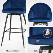 Mesha Velvet Swivel Bar Stool Set of 4 – Blue