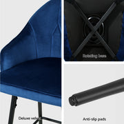 Mesha Velvet Swivel Bar Stool Set of 4 – Blue