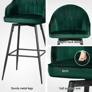 Mesha Velvet Swivel Bar Stool Set of 4 – Green