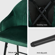 Mesha Velvet Swivel Bar Stool Set of 4 – Green