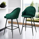 Artiss 4x Bar Stools Velvet Swivel Metal Legs Green