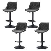 Rushal PU Leather Gas-Lift Swivel Bar Stool Set of 4 – Black