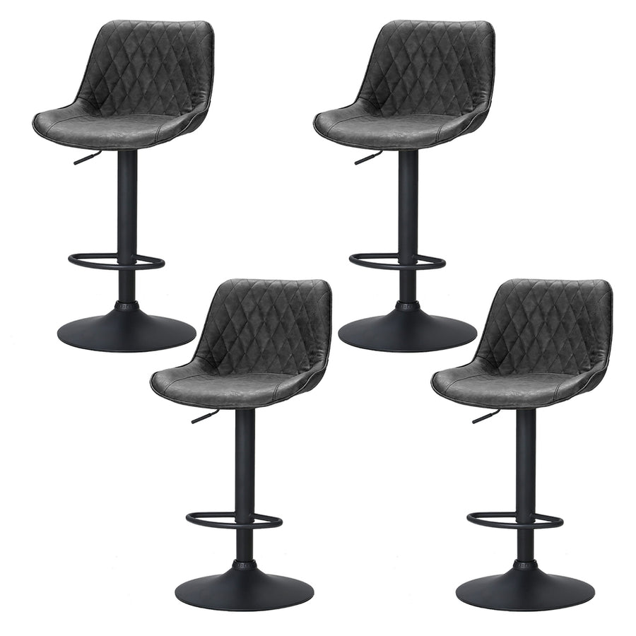 Rushal PU Leather Gas-Lift Swivel Bar Stool Set of 4 – Black
