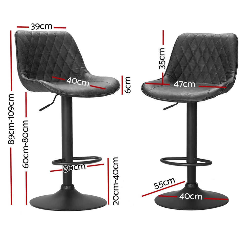Rushal PU Leather Gas-Lift Swivel Bar Stool Set of 4 – Black