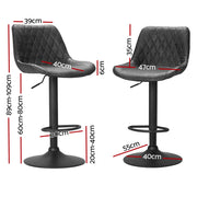 Rushal PU Leather Gas-Lift Swivel Bar Stool Set of 4 – Black
