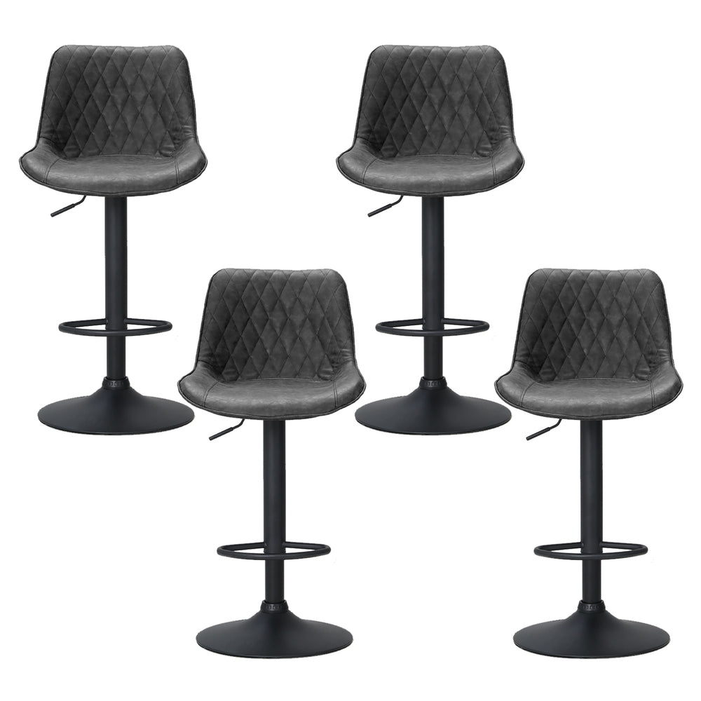 Rushal PU Leather Gas-Lift Swivel Bar Stool Set of 4 – Black