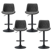 Rushal PU Leather Gas-Lift Swivel Bar Stool Set of 4 – Black