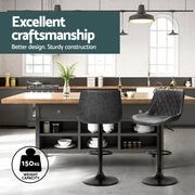 Rushal PU Leather Gas-Lift Swivel Bar Stool Set of 4 – Black