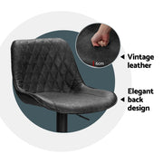 Rushal PU Leather Gas-Lift Swivel Bar Stool Set of 4 – Black