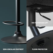 Rushal PU Leather Gas-Lift Swivel Bar Stool Set of 4 – Black