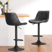 Rushal PU Leather Gas-Lift Swivel Bar Stool Set of 4 – Black