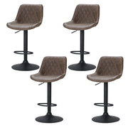 Rushal PU Leather Gas-Lift Swivel Bar Stool Set of 4 – Brown