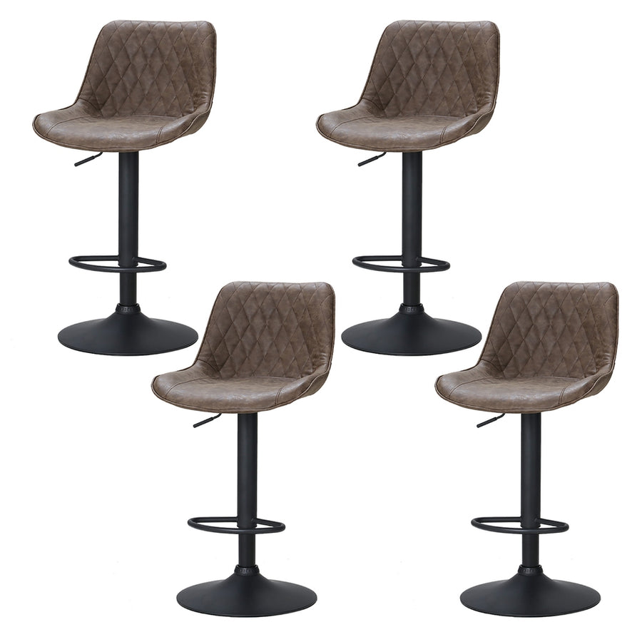 Rushal PU Leather Gas-Lift Swivel Bar Stool Set of 4 – Brown