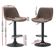 Rushal PU Leather Gas-Lift Swivel Bar Stool Set of 4 – Brown