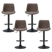 Rushal PU Leather Gas-Lift Swivel Bar Stool Set of 4 – Brown