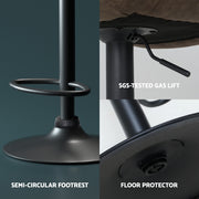 Rushal PU Leather Gas-Lift Swivel Bar Stool Set of 4 – Brown