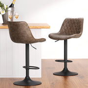 Rushal PU Leather Gas-Lift Swivel Bar Stool Set of 4 – Brown