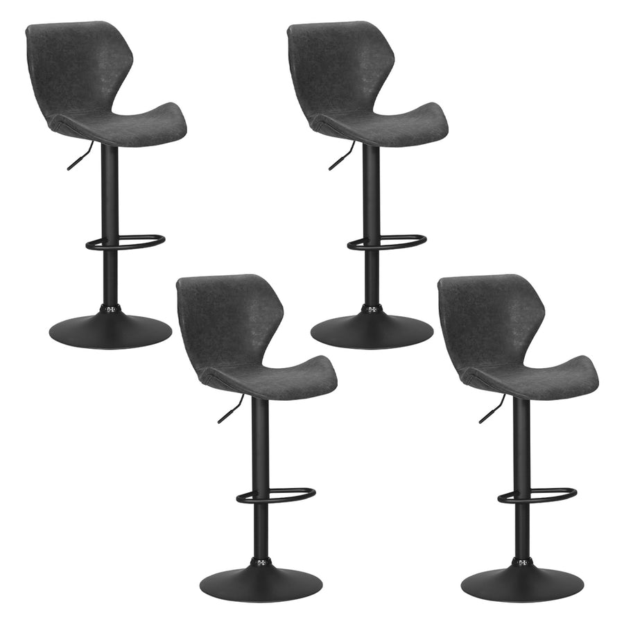 Frawley PU Leather Gas-Lift Swivel Bar Stool Set of 4 – Black