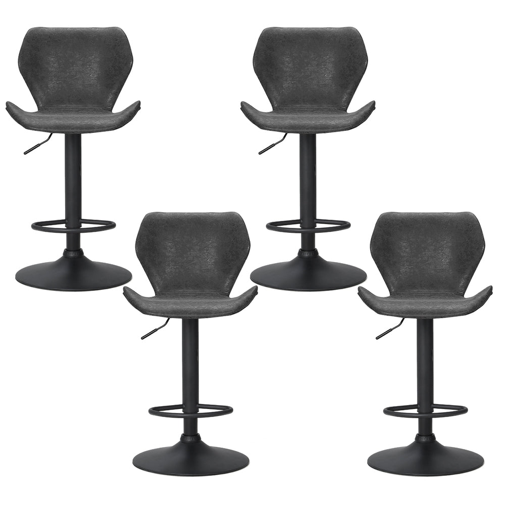 Frawley PU Leather Gas-Lift Swivel Bar Stool Set of 4 – Black