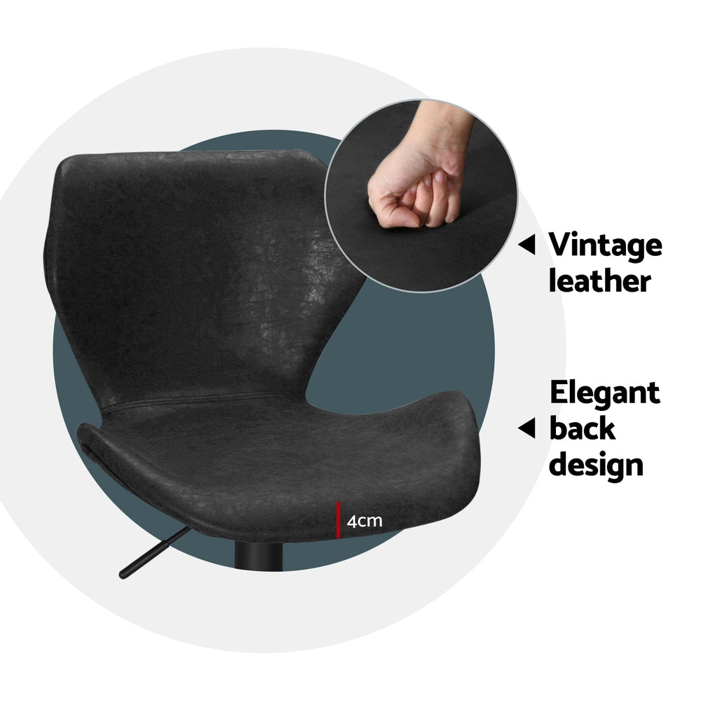 Frawley PU Leather Gas-Lift Swivel Bar Stool Set of 4 – Black