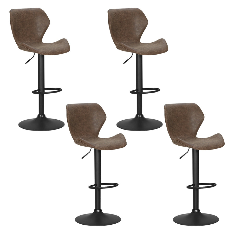 Frawley PU Leather Gas-Lift Swivel Bar Stool Set of 4 – Brown