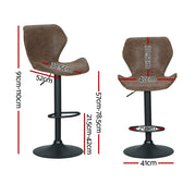 Frawley PU Leather Gas-Lift Swivel Bar Stool Set of 4 – Brown