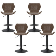 Frawley PU Leather Gas-Lift Swivel Bar Stool Set of 4 – Brown