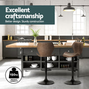 Frawley PU Leather Gas-Lift Swivel Bar Stool Set of 4 – Brown