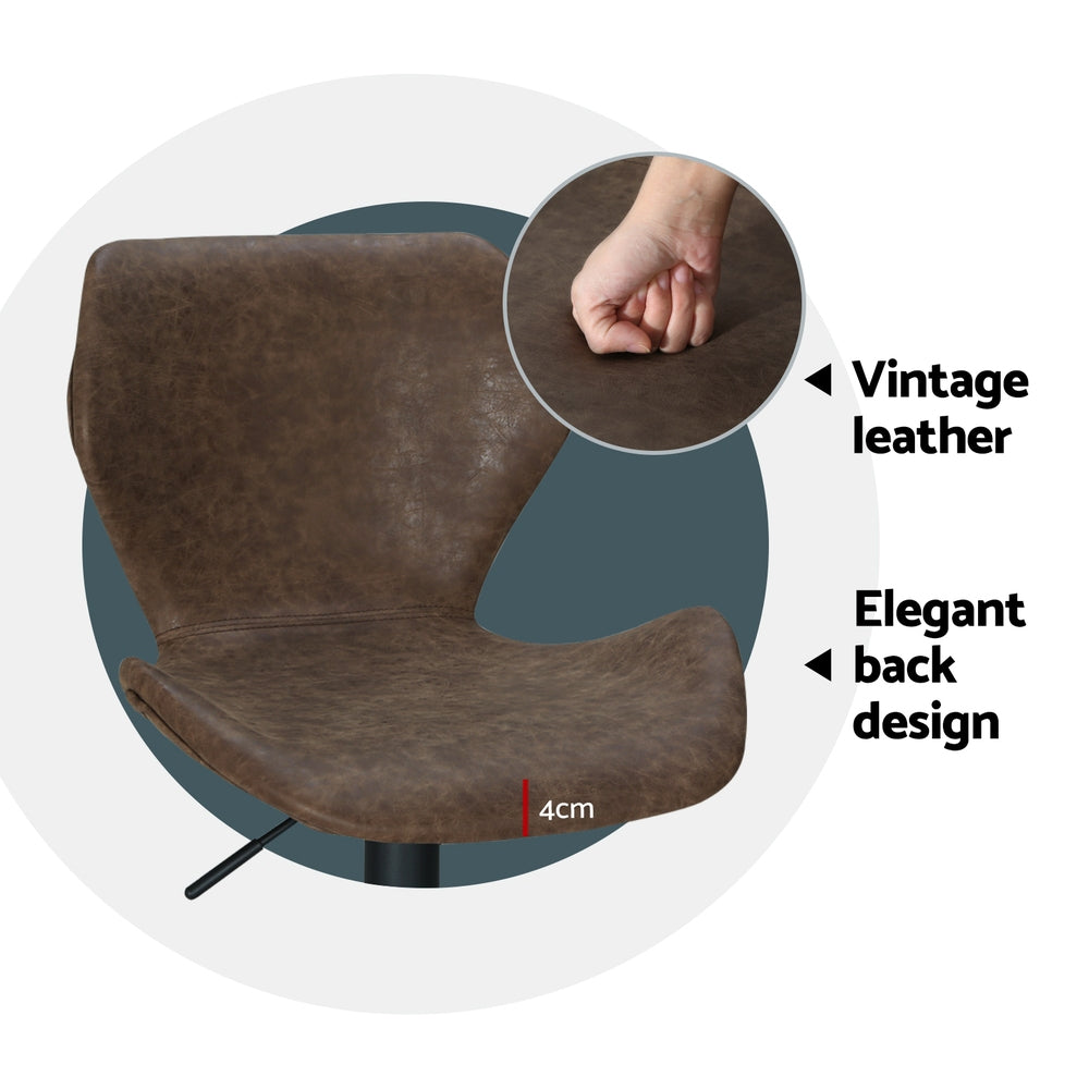 Frawley PU Leather Gas-Lift Swivel Bar Stool Set of 4 – Brown