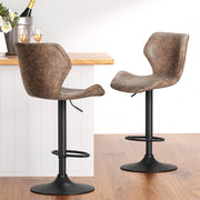 Frawley PU Leather Gas-Lift Swivel Bar Stool Set of 4 – Brown