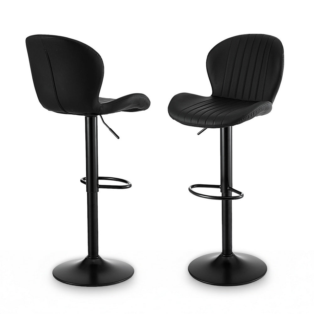 Tavi PU Leather Gas-Lift Swivel Bar Stool Set of 2 – Black — image 1