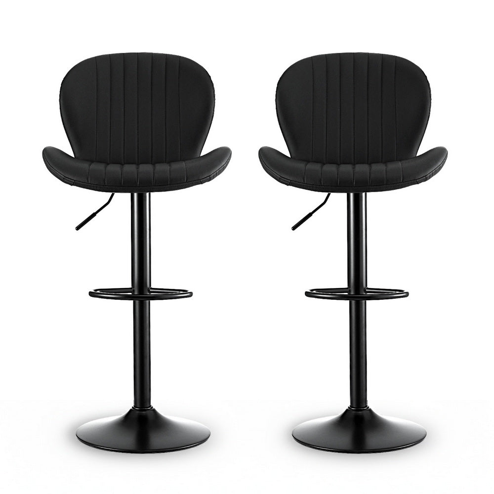 Tavi PU Leather Gas-Lift Swivel Bar Stool Set of 2 – Black — image 3