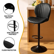 Tavi PU Leather Gas-Lift Swivel Bar Stool Set of 2 – Black — image 6